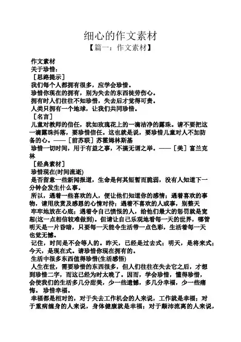 作文范文之细心的作文素材