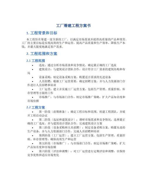 工厂筹建项目计划书