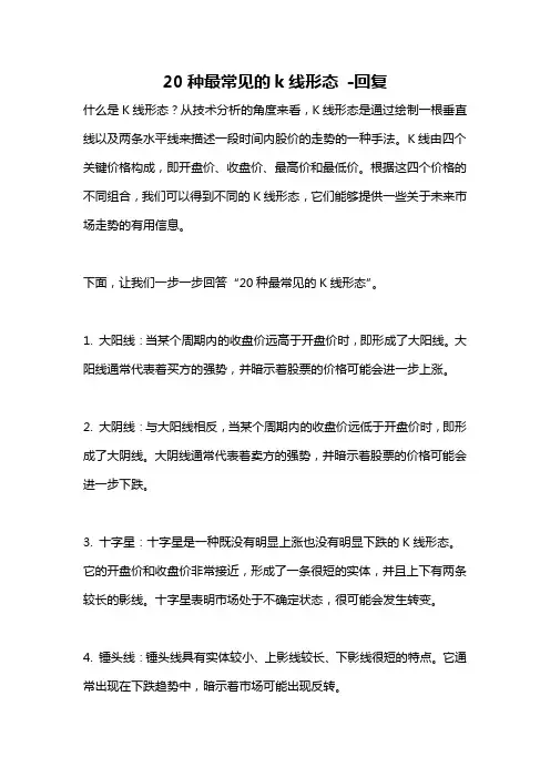 20种最常见的k线形态 -回复