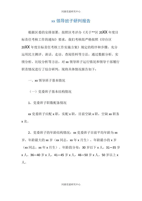 领导班子研判报告
