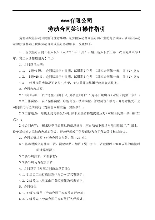 员工劳动合同签订、续签操作指引