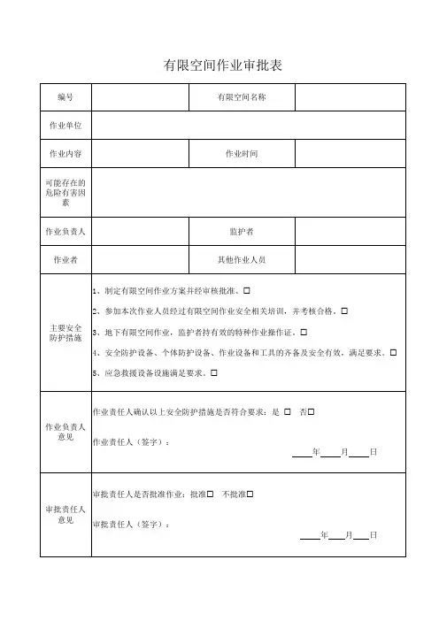 有限空间作业审批表(样表)