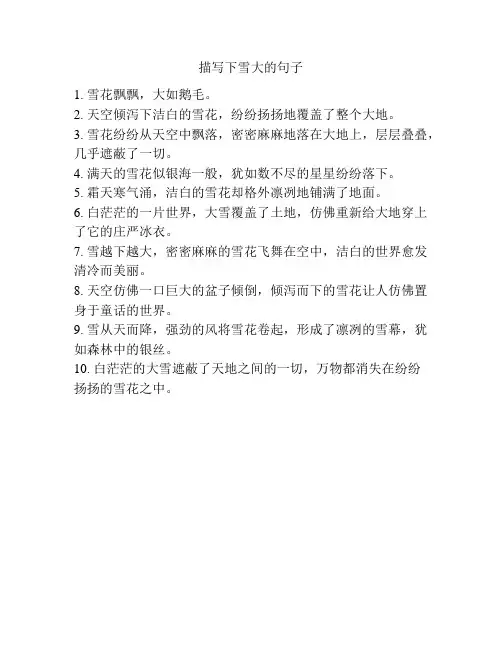 描写下雪大的句子