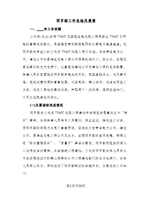 项目部工作总结及展望(五篇)