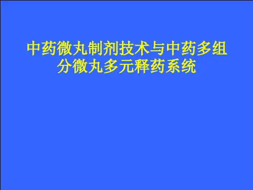 中药微丸制剂技术与中药多组分微丸多元释药系统