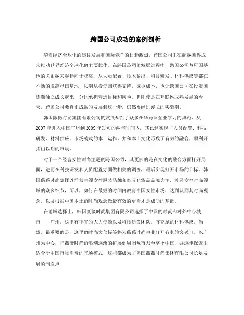 跨国公司成功的案例剖析