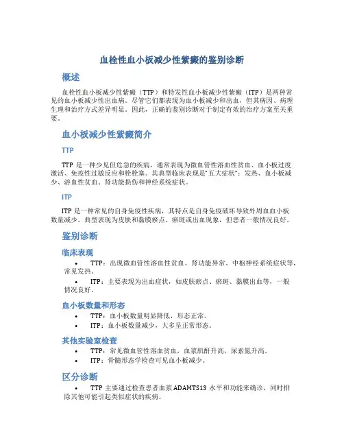 血栓性血小板减少性紫癜的鉴别诊断