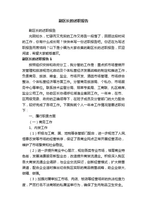 副区长的述职报告