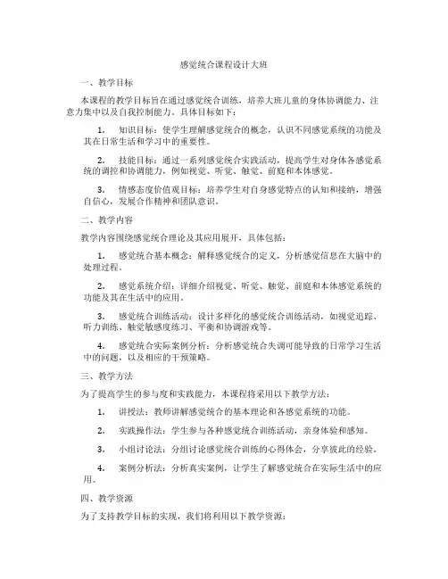 感觉统合课程设计大班