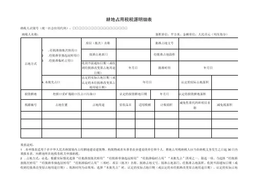 耕地占用税税源明细表