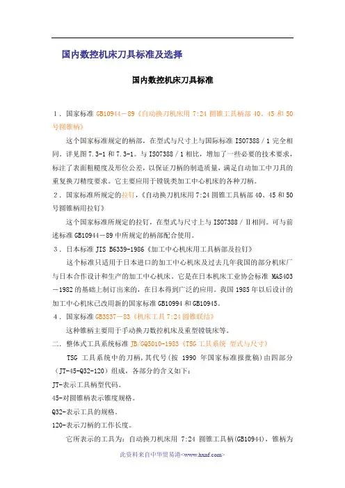 数控刀具国家标准