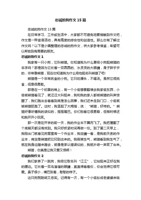 忠诚的狗作文15篇