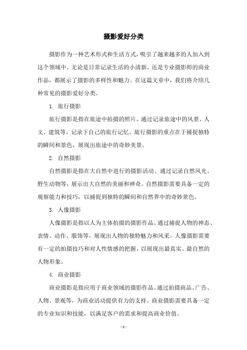 摄影爱好分类