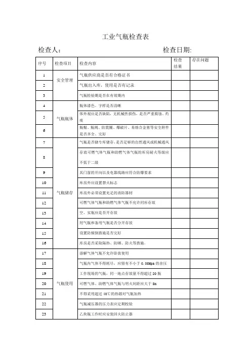 气瓶专项检查表