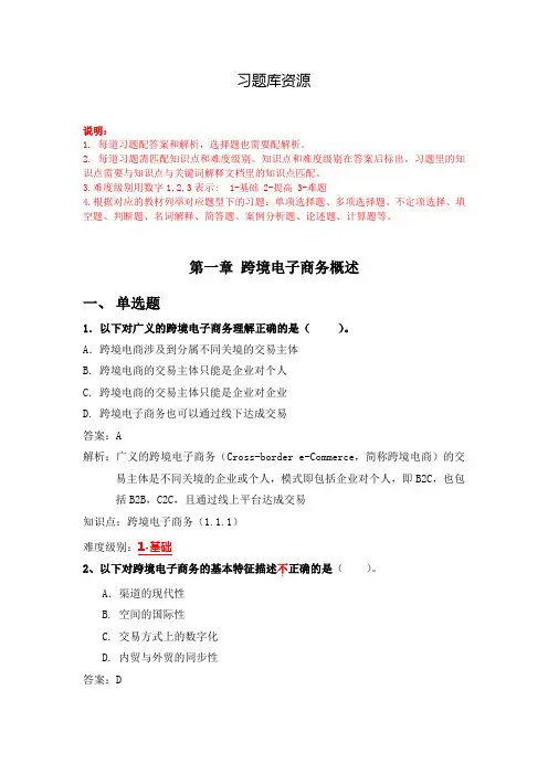 跨境电子商务(数字教材版)知识点1-4