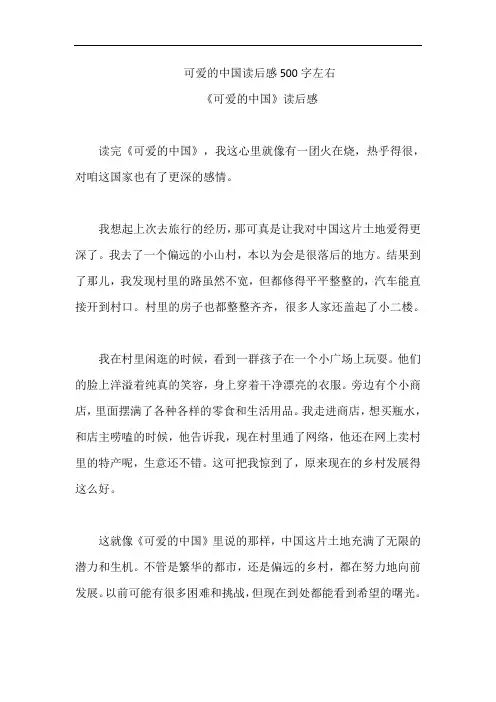 可爱的中国读后感500字左右