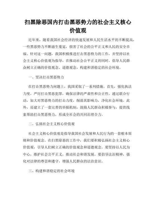 扫黑除恶国内打击黑恶势力的社会主义核心价值观