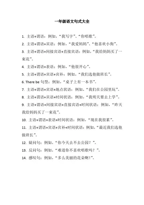 一年级语文句式大全