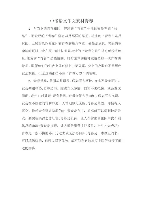 中考语文作文素材青春