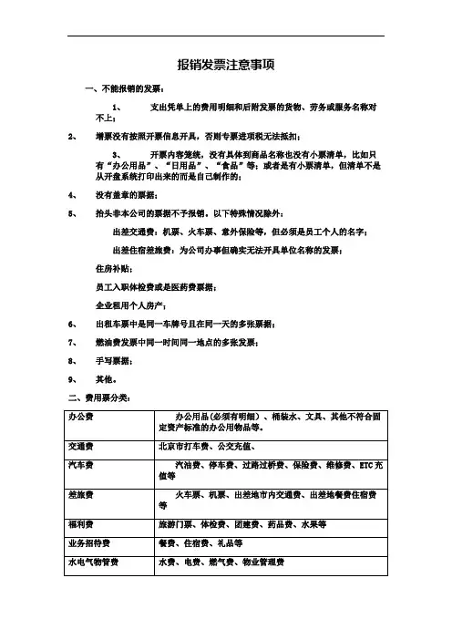 报销发票注意事项
