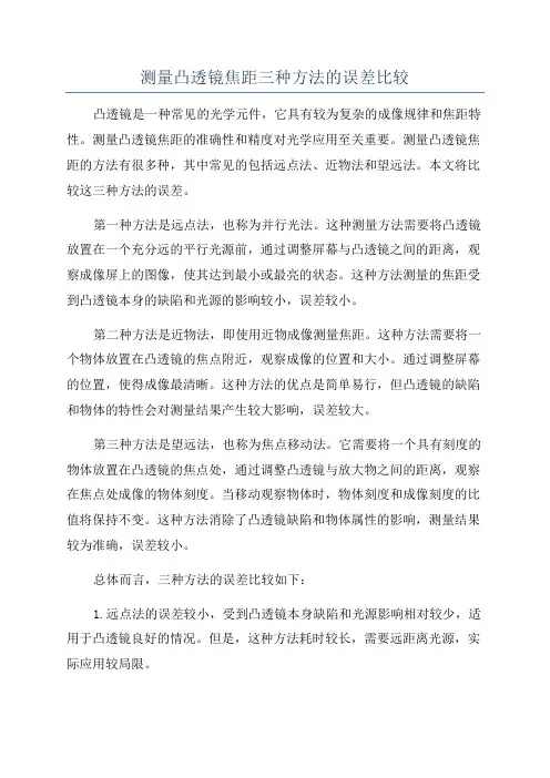 测量凸透镜焦距三种方法的误差比较