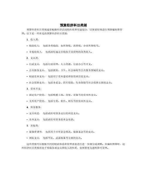 预算经济科目类别