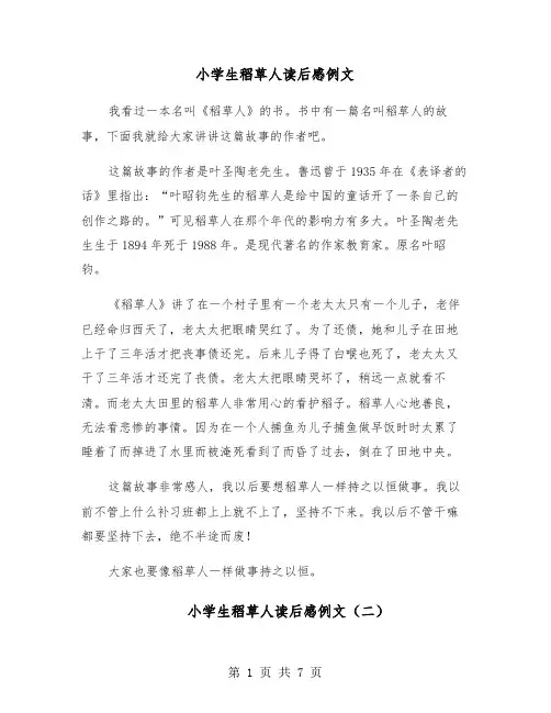 小学生稻草人读后感例文(六篇)