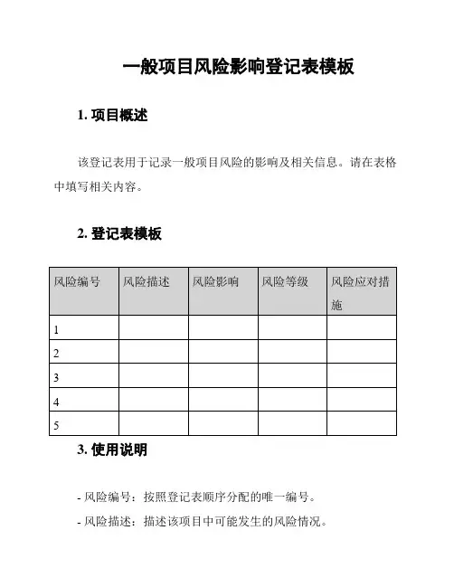 一般项目风险影响登记表模板