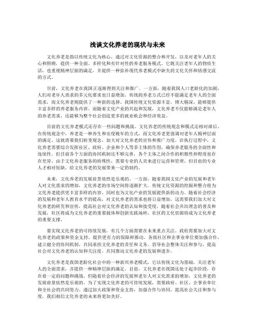 浅谈文化养老的现状与未来