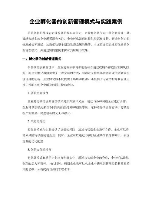 企业孵化器的创新管理模式与实践案例