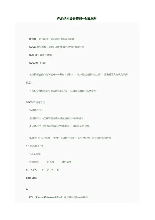 产品结构设计资料 --金属材料