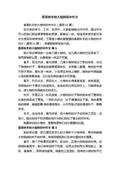 春夏秋冬的大榕树初中作文（通用41篇）