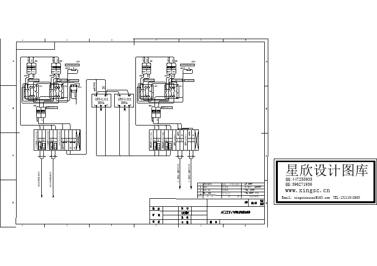 某标准型AC220V双电源自动切换电气系统原理设计CAD图纸