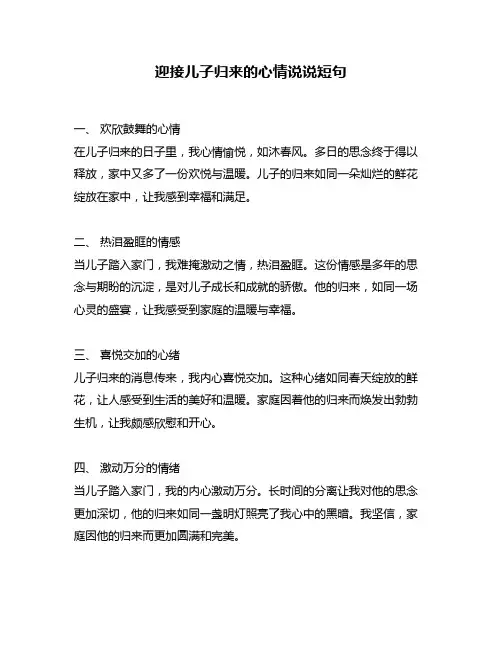 迎接儿子归来的心情说说短句