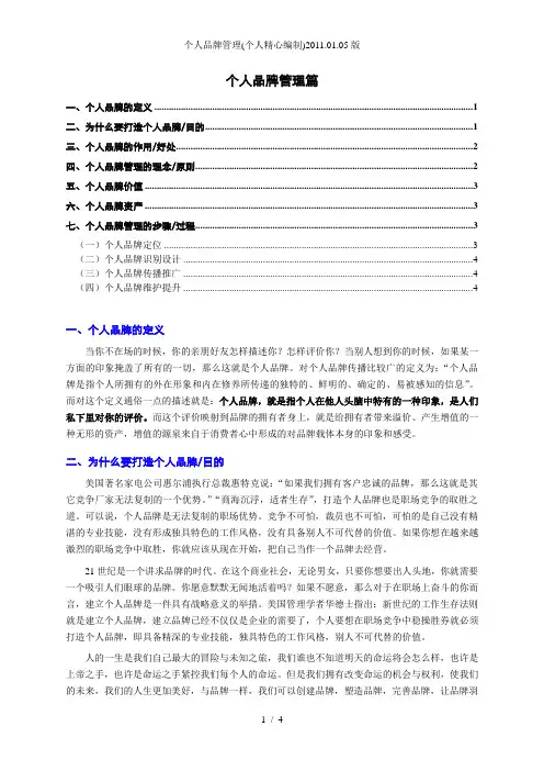 个人品牌管理(个人精心编制)