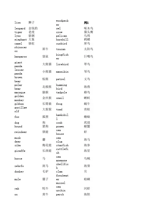 看图识字大世界汉文、英文、拼音三对照 动物