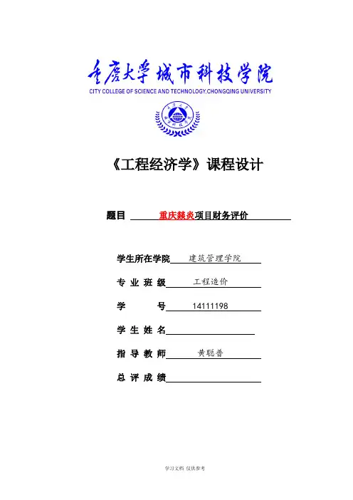 工程经济学课程设计报告