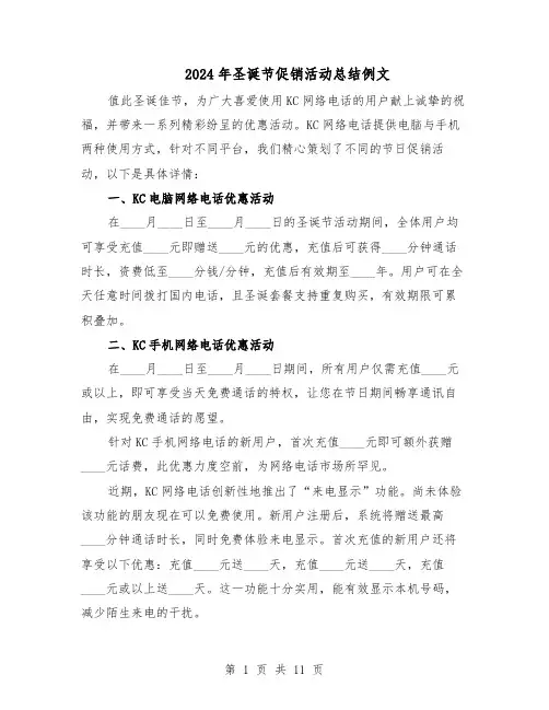 2024年圣诞节促销活动总结例文（六篇）