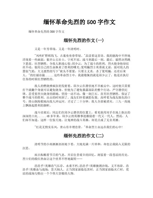 缅怀革命先烈的500字作文