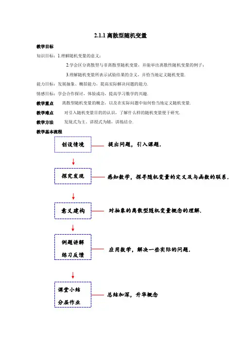 教学设计2：2.1.1  离散型随机变量