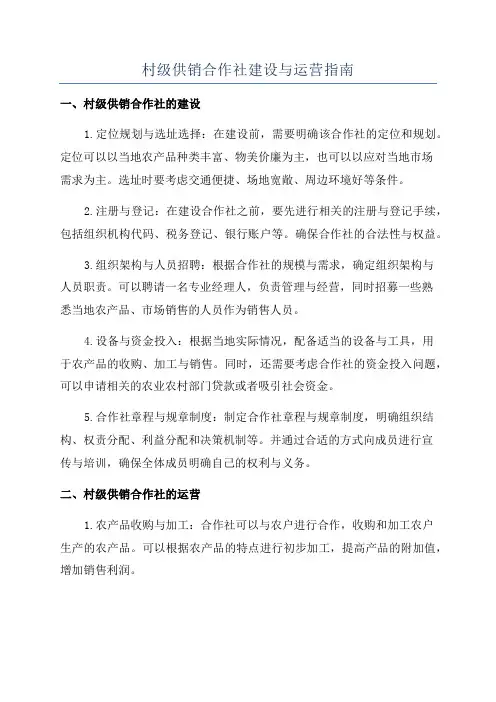 村级供销合作社建设与运营指南
