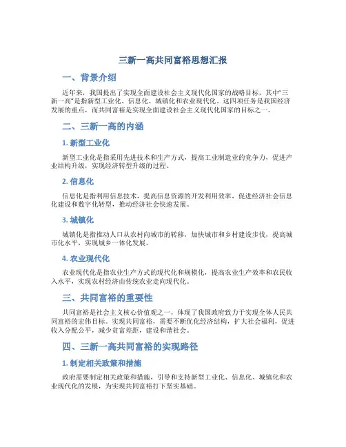 三新一高共同富裕思想汇报