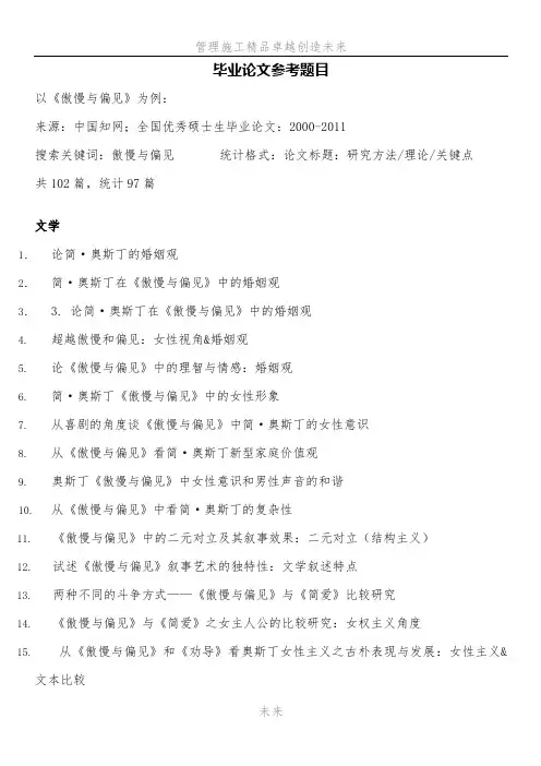 毕业论文参考题目