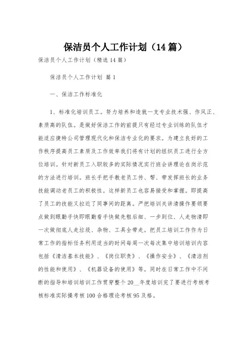 保洁员个人工作计划(14篇)