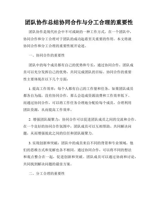 团队协作总结协同合作与分工合理的重要性