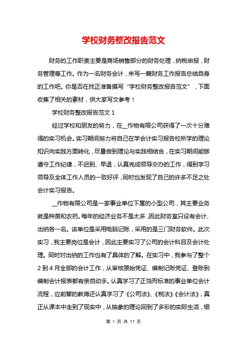 学校财务整改报告范文