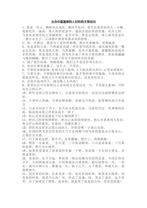 生命中最重要的人好听的文案短句