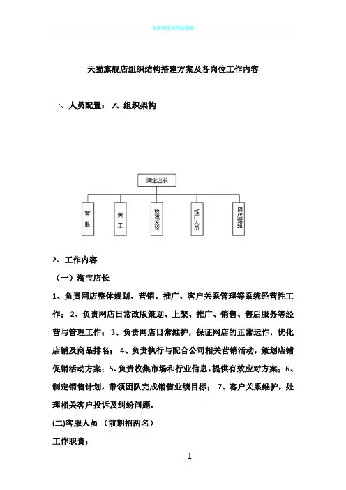 天猫旗舰店组织结构搭建方案及各岗位工作内容