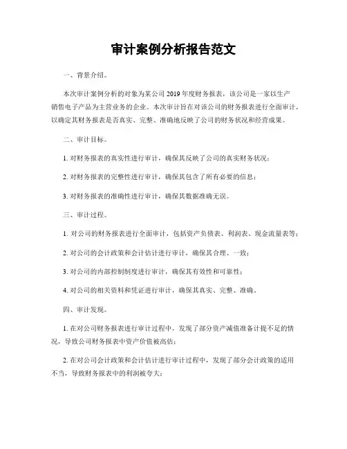 审计案例分析报告范文