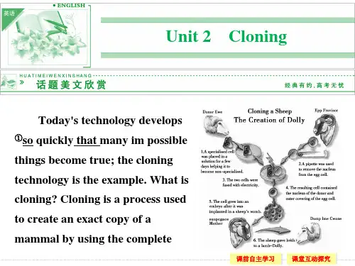 人教版高中英语配套ppt课件：选修8 unit 2  Cloningperiod 1